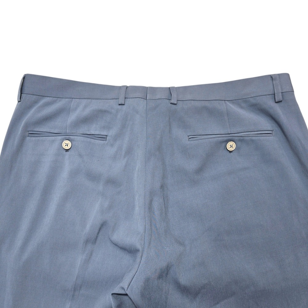 Paisley Gray Dress Pants Mens 36 Blue Grey Rayon Blend Flat Front Classic Career - Picture 5 of 11